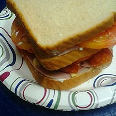 A picture of Pepperoni ham and egg sandwich.