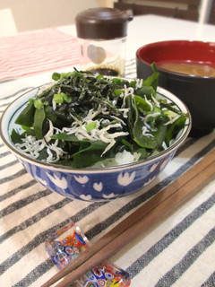 A picture of Low-Cal Wakame Seaweed and Shirasu Rice Bowl.