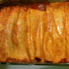 A picture of cream cheese chicken enchilada.