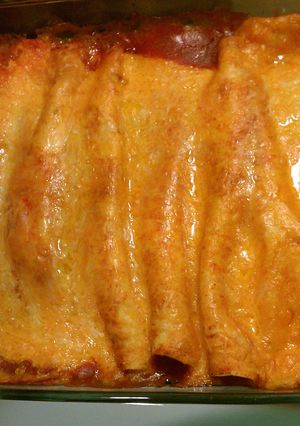 A picture of cream cheese chicken enchilada.