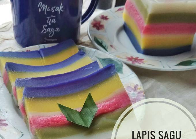 Cara Membuat Lapis Sagu Rainbow (Gluten Free dan Pewarna Alami) Enak