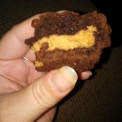 A picture of Reese filled brownie cupcakes..