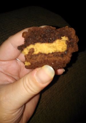 A picture of Reese filled brownie cupcakes..