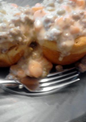 A picture of Biscuits and Gravy Individual Casseroles.