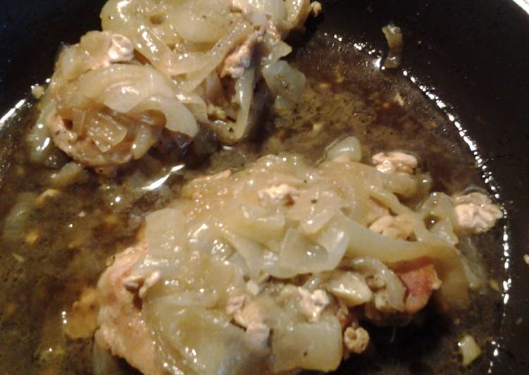 Braised Porkchops w/ garlic, sage, and onions