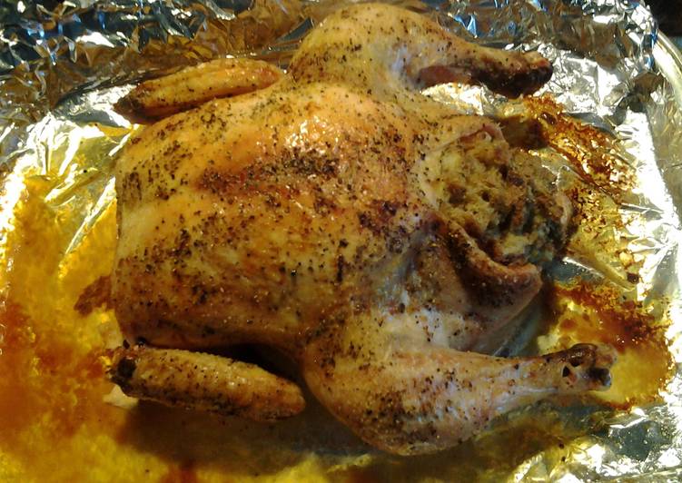 Easiest Way to Prepare Homemade Roast Chicken w/Stuffing (quick &amp; easy)