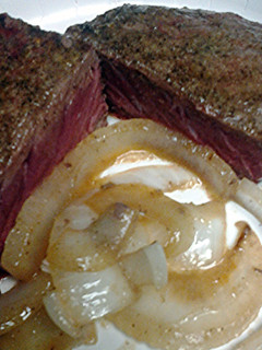 A picture of Stove top steak.