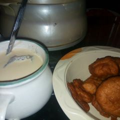 A picture of Bean cake(Akara) with pap.