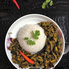 A picture of Uchche Bhaja (Bitter Gourd Fry).