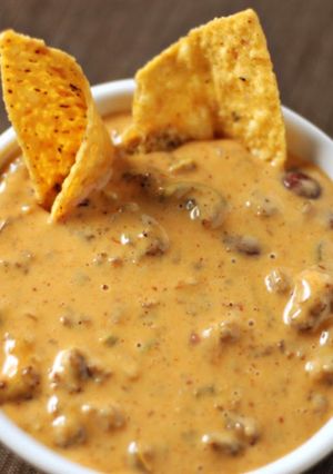 A picture of Larry's homemade Queso Dip.