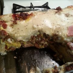 A picture of Breakfast in a pan.