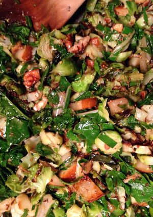 A picture of "Hot" Brussels Salad.
