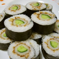 A picture of Chikuwa and Cucumber Sushi Roll.