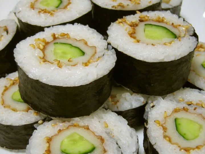 Easy Steps Prepare Recipes Chikuwa and Cucumber Sushi Roll the  Makes Drooling Make You Drink.