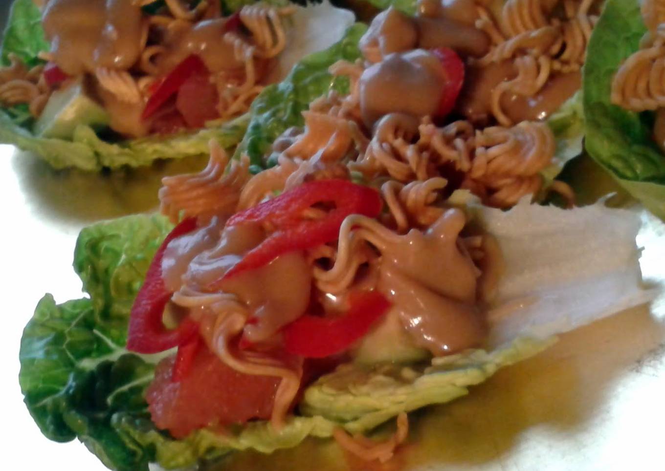 Crispy Grapefruit Avocado Cups with Peanut Sauce (Vegan)