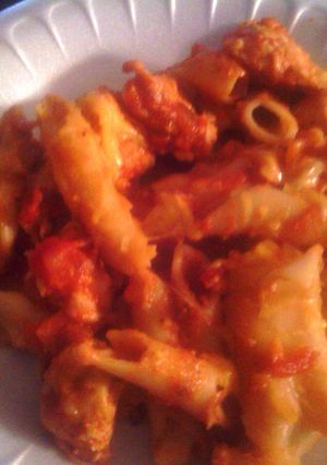 A picture of Chicken and Penne bake.