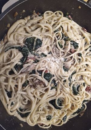 Φωτογραφία της συνταγής Spaghetti με βασιλομανίταρα (μία βραδινή μου έμπνευση) 🍄🍄🍄