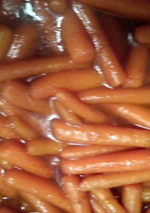 A picture of sweet glazed carrots.