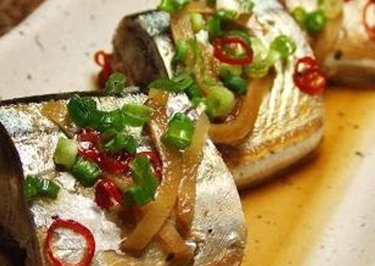 Step-by-Step Guide to Make Speedy Pacific Saury Simmered in Refreshing Ponzu Sauce♪
