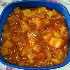 A picture of Lauki, potato, onion and tomato ki mix sabji.