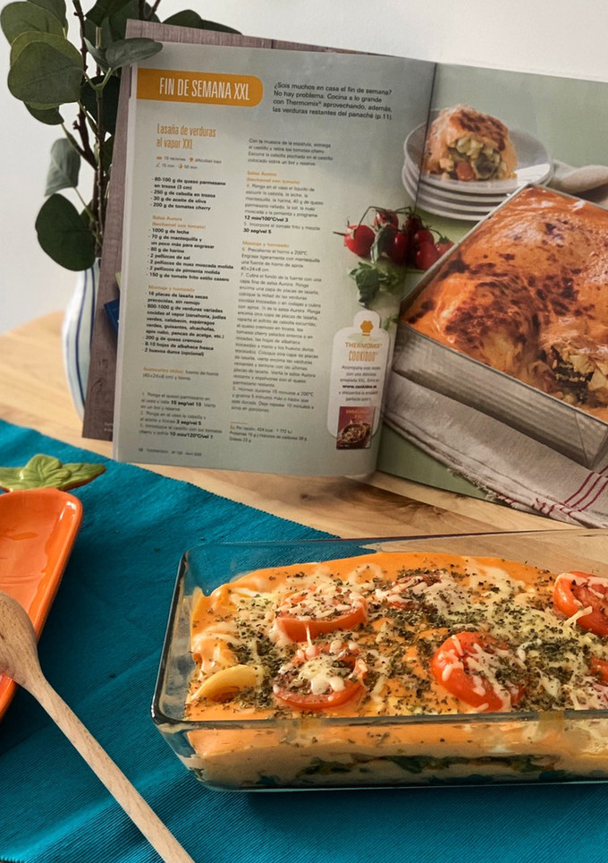 Una foto de Lasaña de verduras al vapor XXL con Thermomix