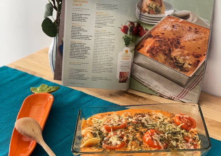 Lasaña de verduras al vapor XXL con Thermomix