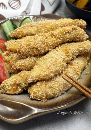 不油炸~芝麻金沙雞柳條 的食譜成品照片