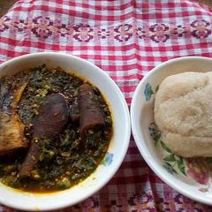 Jute Mallow and Okro Soup with Lafu A picture of Jute Mallow and Okro Soup with Lafu.