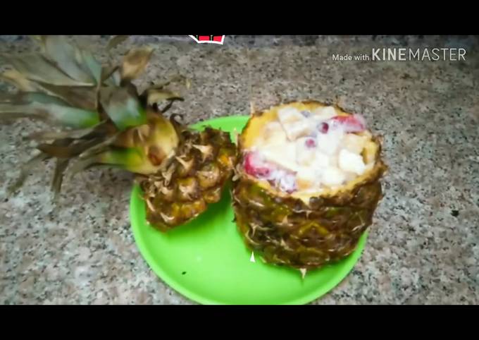 Fruit Chaat in pineapple bowl Recipe