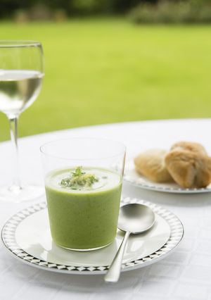A picture of Green Pea and Zucchini Soup.