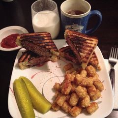 A picture of BlueCheese Stuffed Cheeseburger Grilled Cheese.