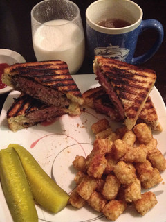 A picture of BlueCheese Stuffed Cheeseburger Grilled Cheese.
