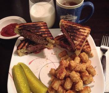 Unique Cuisine BlueCheese Stuffed Cheeseburger Grilled Cheese Home Style