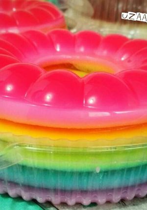 Foto resep Simple rainbow puding