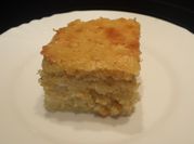 A picture of cornbread with sour cream