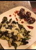 Brussels and meatballs air fried