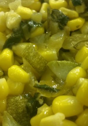 A picture of Corn W/ Zucchini & Chiles.