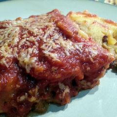 A picture of Polenta with Hot Italian Sausage.