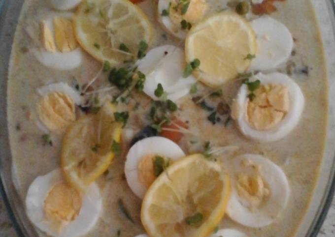 My Garlic and Lemon peppered fish Soup. 