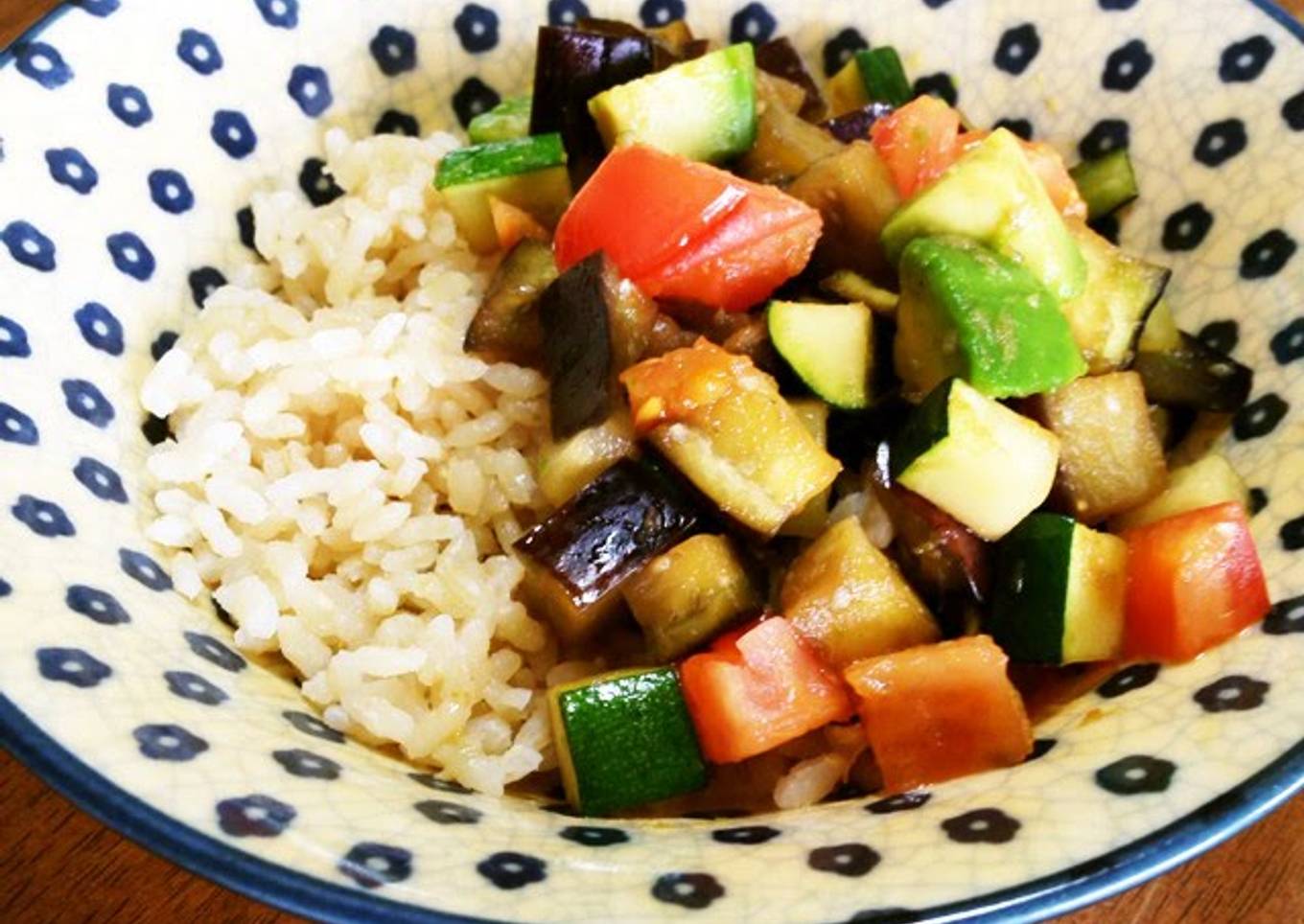 Eggplant, Avocado & Tomato Summer Rice