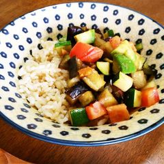 A picture of Eggplant, Avocado & Tomato Summer Rice.