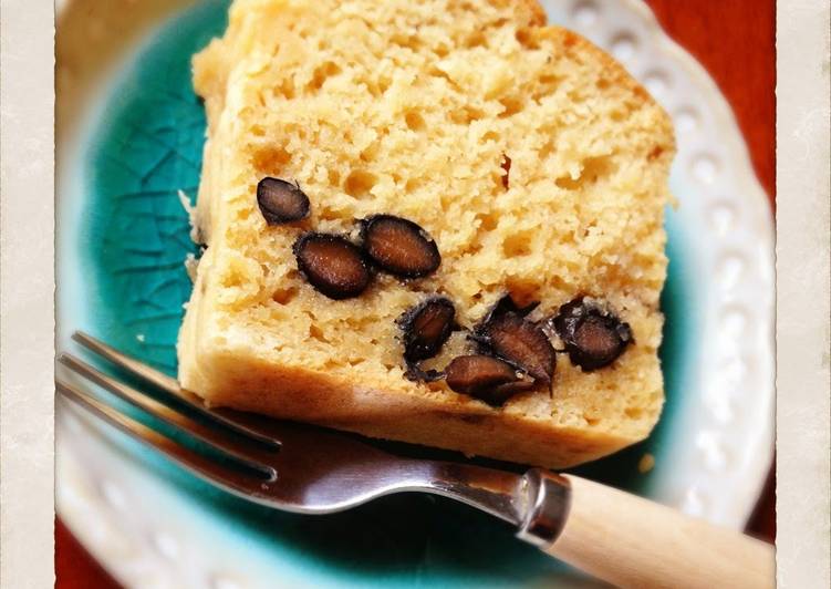 Silken Tofu Pound Cake with 'Kuromame' Cooked Black Soybeans