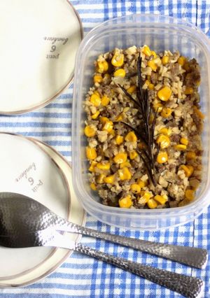 A picture of Multi-Purpose Salted Corn Soboro with Koya Dofu.