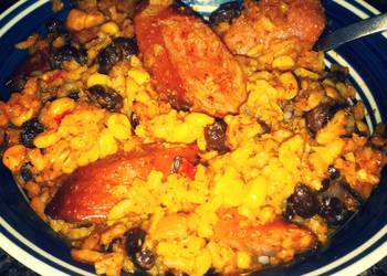 Easiest Way to Prepare Tasty Cheesy Beans and Rice with Turkey Sausage