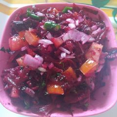 A picture of Beet kachumber salad.