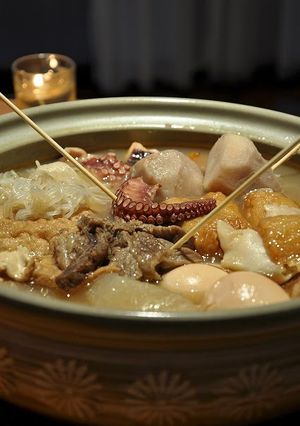 A picture of Our Family's Oden Hot Pot Made With Delicious Broth.