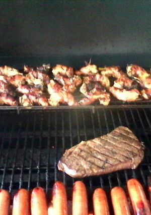 A picture of Marinated bacon wrapped Shrimp.