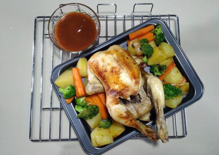 Roasted chicken with bbq sauce