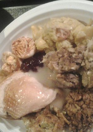 A picture of My Mother's Apple Sausage Dressing.