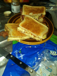 A picture of Cheese & bacon toasty.